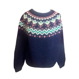 Chunky knit fairisle sweater crewneck vintage ladies medium